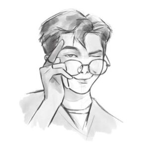 A cool sketch of RM with glasses