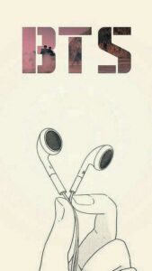 BTS drawing with earphones