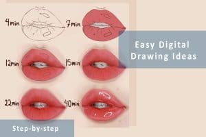 digital drawing of a realistic mouth step by step