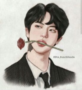 Jin worldwide handsome with a rose