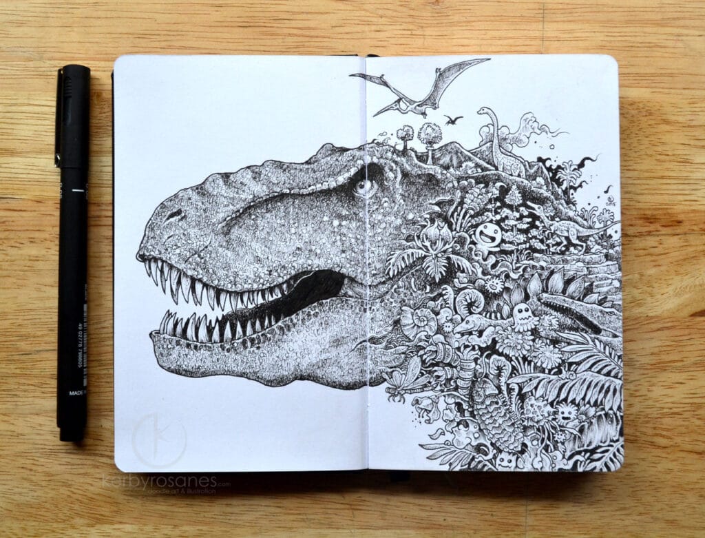 Dinosaur doodle drawing of Kerby Rosanes