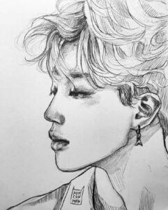 Realistic Jimin drawing - A profile sketch